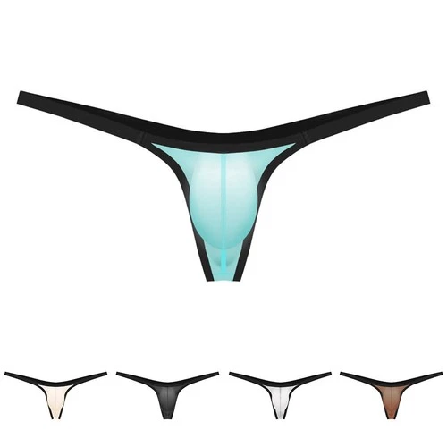 Men's Soft Stretch G-String Thong Underwear Low Rise Bulge Pouch Style