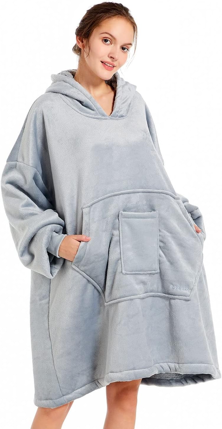 Sudadera con Capucha REDESS Blanket, Usable De Gran Tamaño Gris Claro