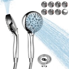 High Pressure Handheld Shower Head with 8 Spray Modes, Detachable Showerhead Set