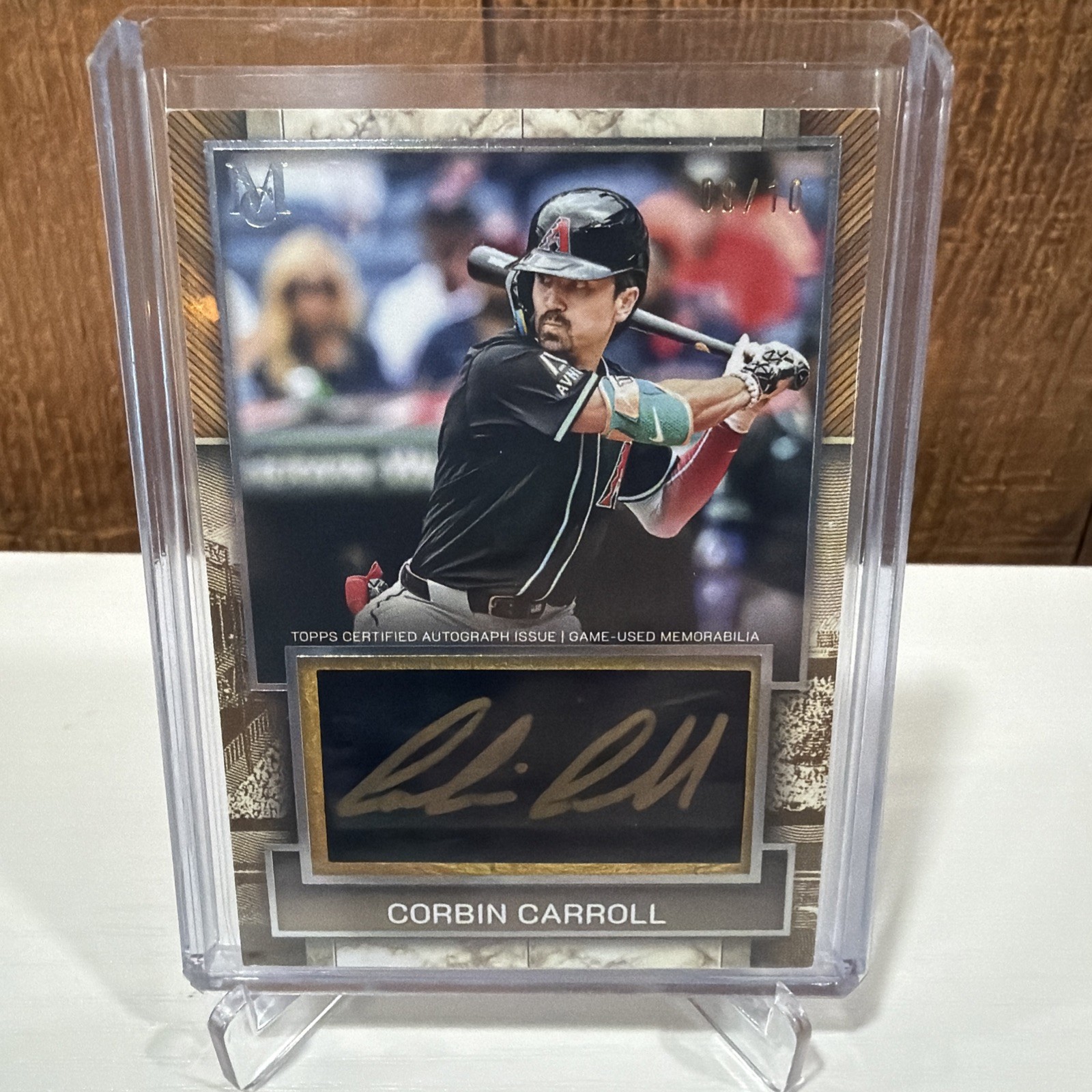 Corbin Carroll Gold Auto Jumbo Lumber Bat Relic /10 2025 Topps Museum #AJBR-CC