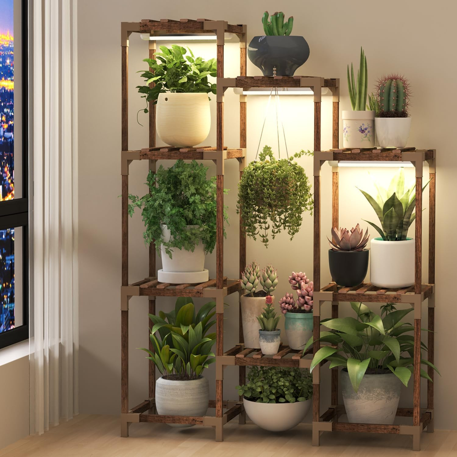 , Lighted Plant Shelf Indoor For Multiple Plants, Woo