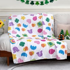 St. Patrick's Day Blanket - Lucky Charms Throw Soft Fuzzy Plush Cozy Fleece B...