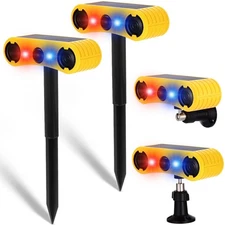 Qualirey 2 Pack Solar Outdoor Motion Sensor Alarm with Stake Animal Deterrent...