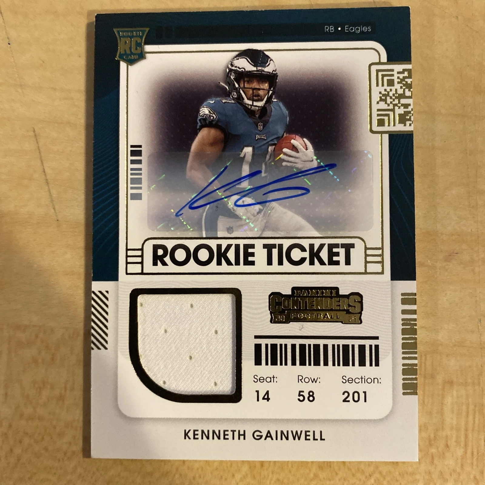 Kenneth Gainwell Panini Contenders Rookie Ticket Swatches #RTSKGA Autograph