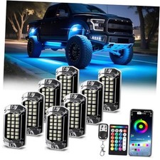 Full Angle LED Rock Lights, 6500K Pure White RGB Rock Light for 8 Pods RGBW