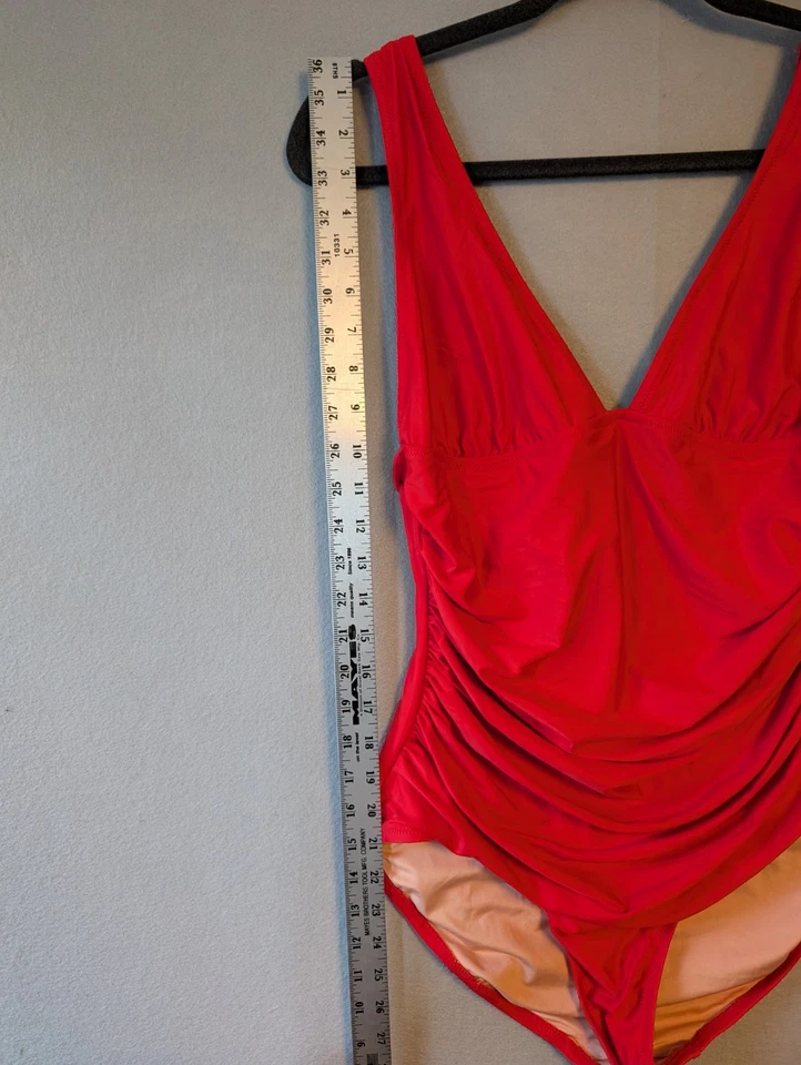 Traje de baño JCrew para mujer talla 12 acanalado cuello en V de una pieza cerise brillante nuevo con etiquetas Foto 3 de 4