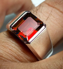 Natural Red Garnet Gemstone Ring With 925 Sterling Silver Men's Engagement Ring