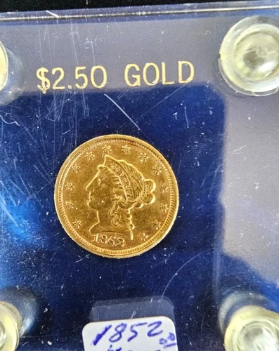 1852 $ 2 1/2 Dollar Liberty Head Gold Coin-Uncertified in Capital Holder.