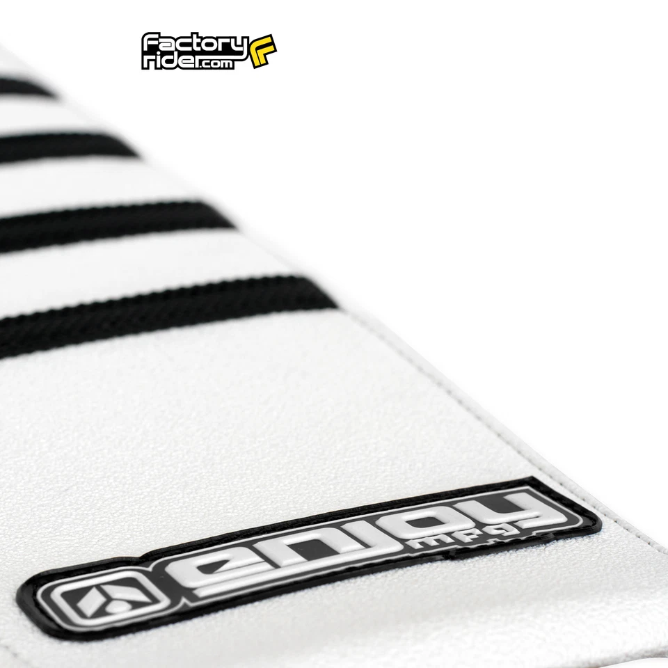 2005 - 2014 HONDA CRF 450 X SEAT COVER by Enjoy MFG ALL WHITE w/ BLACK RIBS #101 - Image 2 of 4