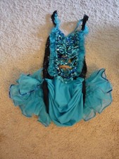 DANCEWEAR BALLERINA COSTUME-SZ MED CHILD--RUFFLES SEQUINS LEOTARD