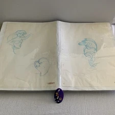 Disney The Little Mermaid Ariel, Flounder, Ursula’s Pet Pencil Drawings & Button