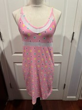 Women Pink w/Color Dots Design Nightgown Sz M 32"L x 13"W