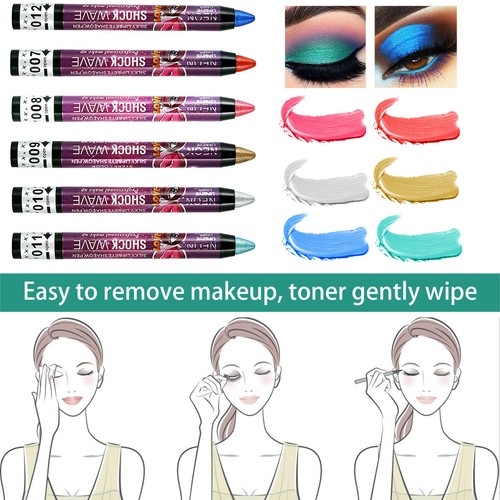 2 In 1 Glitter Eyeshadow Stick Eye Shadow Pen Shimmer Lipstick Crayon Pencil 1 - Picture 7 of 45