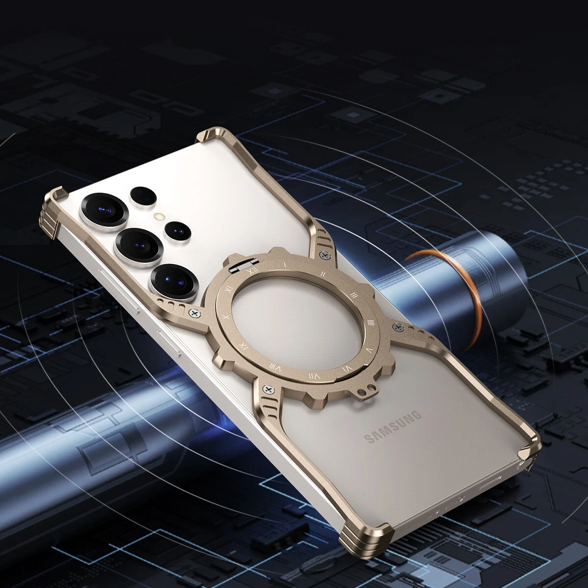 磁性铝金属无框支架保护壳 适用于三星 S25 S24 S23 S22 Ultra - 第 11 张/共 19 张