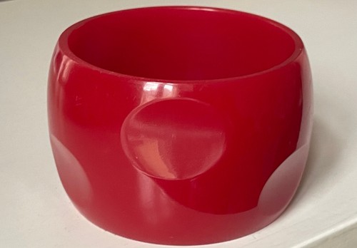 roter breiter Bakelite Lucite Galalith Armreif Vintage Bangle Bracelet _Nr. 255 - Picture 6 of 6