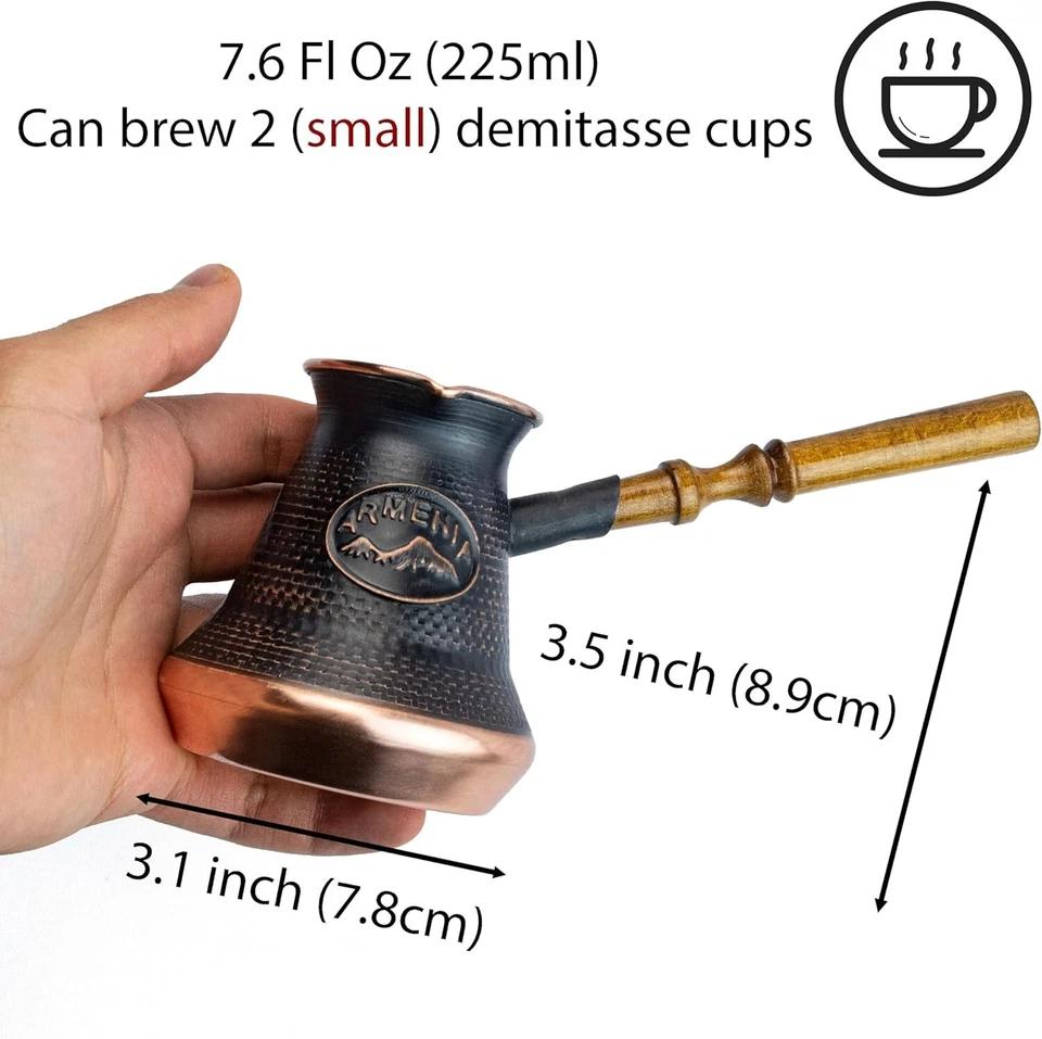 Cafetera armenia hecha a mano (7,6 fl oz) cobre Foto 2 de 4