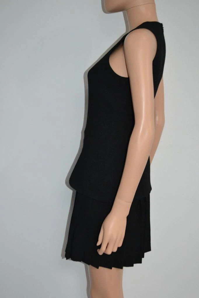 Abito Alexander McQueen nero in lana senza maniche con pieghe taglia 40 US 4