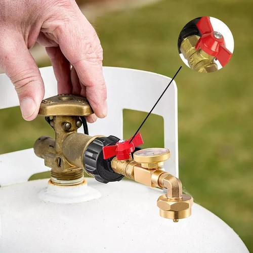 Propane Tank Elbow Refill Filler Adapter with Gauge Grill Tank For Bottle I9L6 - Picture 3 of 11