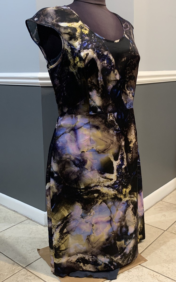piazza sempione silk dress Piazza Sempione Silk Dress Lined Pleated Waist Brown Multicolor 46 IT Beautiful