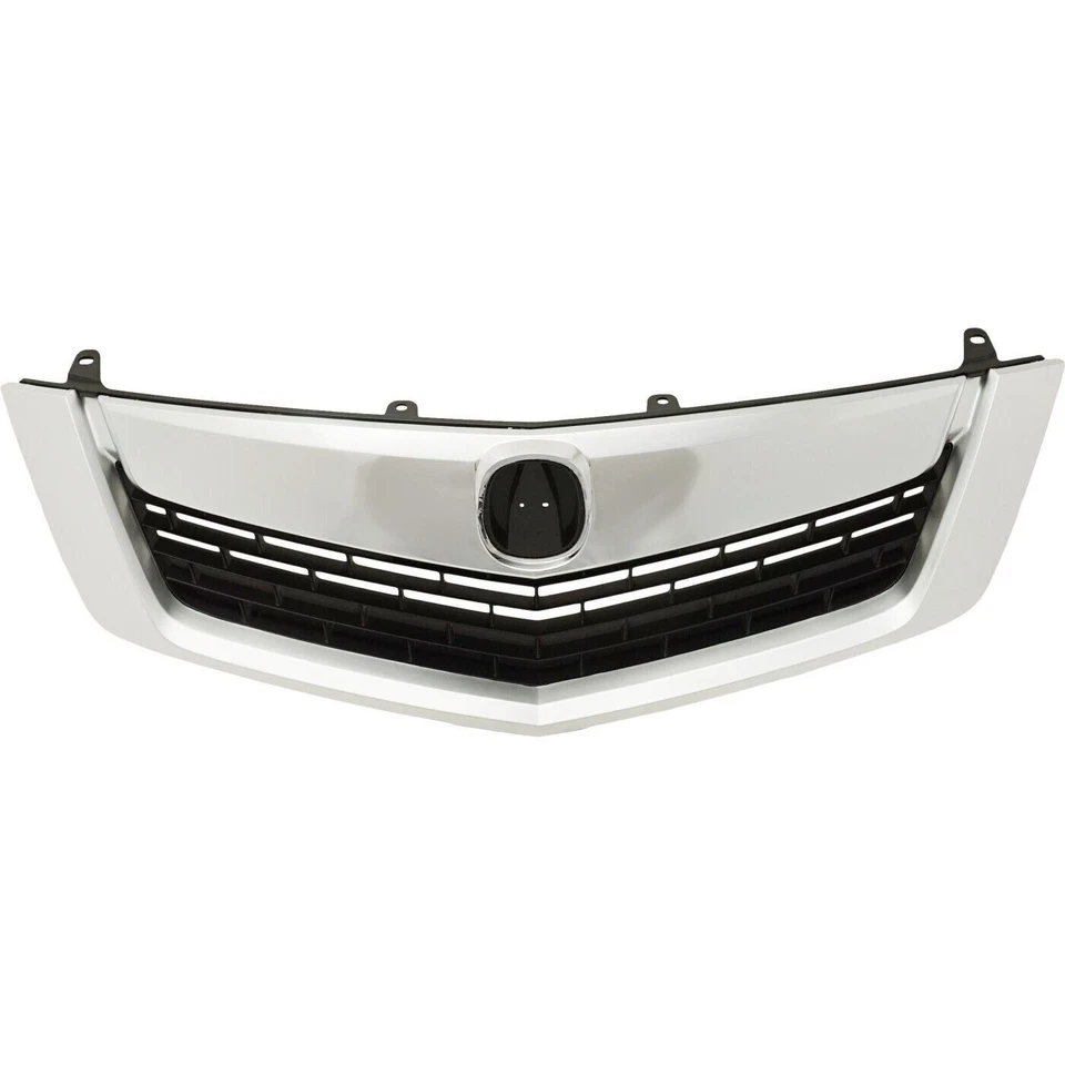 Fits 2009-2010 Acura TSX New Grille Black + Upper Lower Molding Trim Silver 3pc - Image 3 of 4