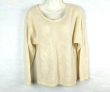 Linda Allard for Ellen Tracy Lambswool Angora Rabbit Hair Sweater Ivory SZ Small