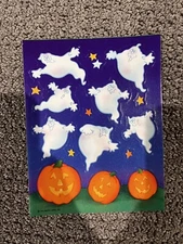 VINTAGE HALLMARK HALLOWEEN GHOSTS~JACK O' LANTERNS~PUMPKINS STICKERS 8 sheets