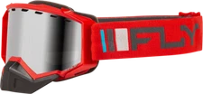 FLY RACING ZONE SNOW GOGGLE RED/CHARCOAL W/ SILVER MIRROR/SMOKE LENS FLB-24Z4 