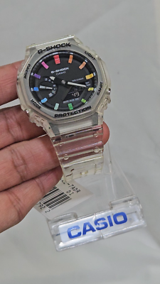 G-SHOCK GA2100-SKE スケルトン レインボー カシオーク MOD Custom Casio G-Shock GA-2100SKE-7A Rainbow Mod – Transparent