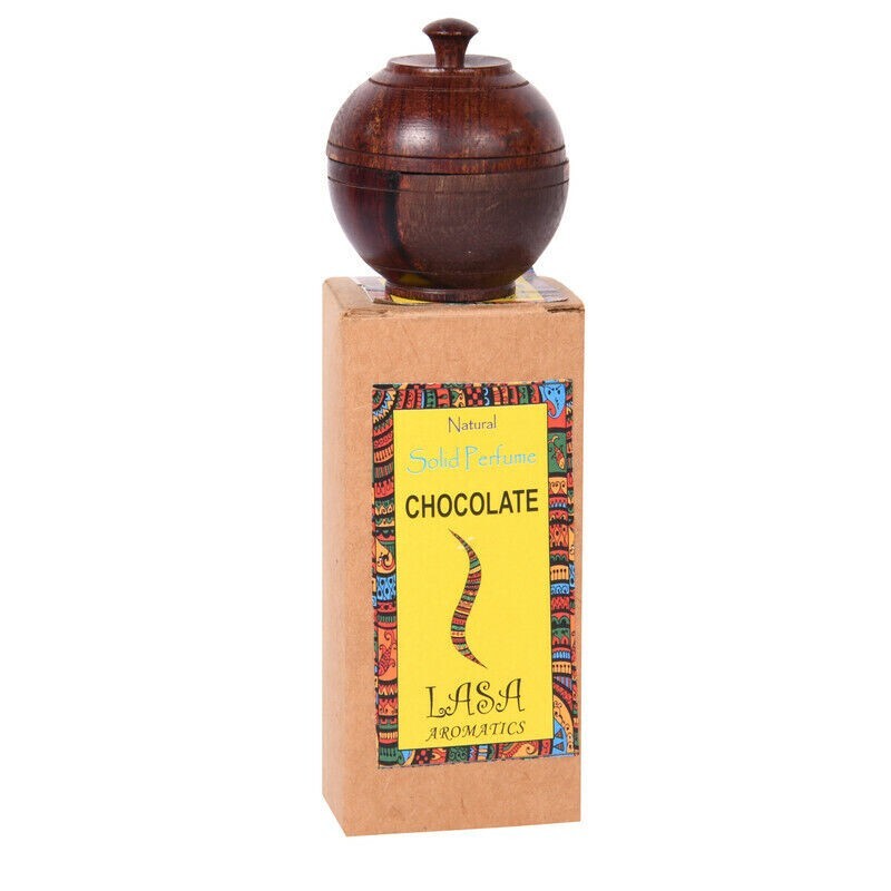 Perfume Lasa Natural Sólido para Hombre y Mujer en Tarro de Madera Fragancia (Chocolate)