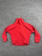 Zella Carey Quilted Sweater Girl Kids' XS Red Ribbed Funnel Neck Pullover