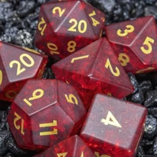 Sage's Kaleidoscopes Red Cracked Glass Frosted Finish Polyhedral Dice Set