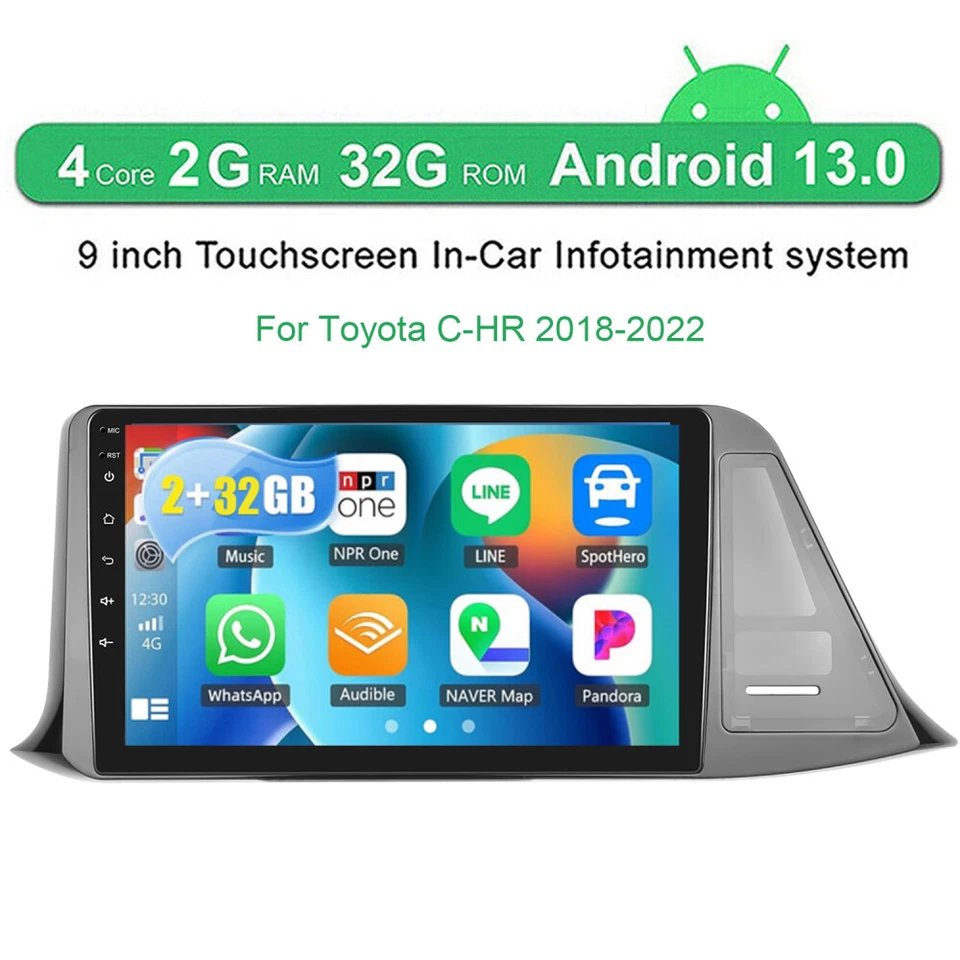 Radio estéreo para coche Toyota C-HR Chr 2018-2022 Carplay Android 13 2+32G navegación GPS Foto 2 de 4
