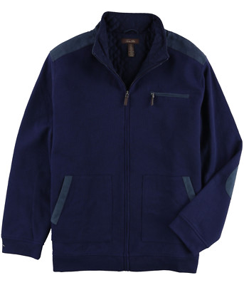 Tasso Elba Herren Marineblau Ellbogenflicken Kunstwildleder Rand Strick Jacke XL