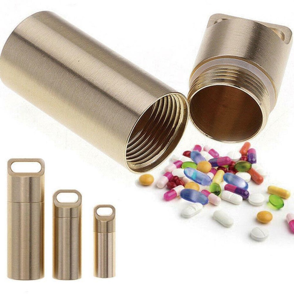 Travel Waterproof Pill Box Case Holder Container Metal Keyc Capsule