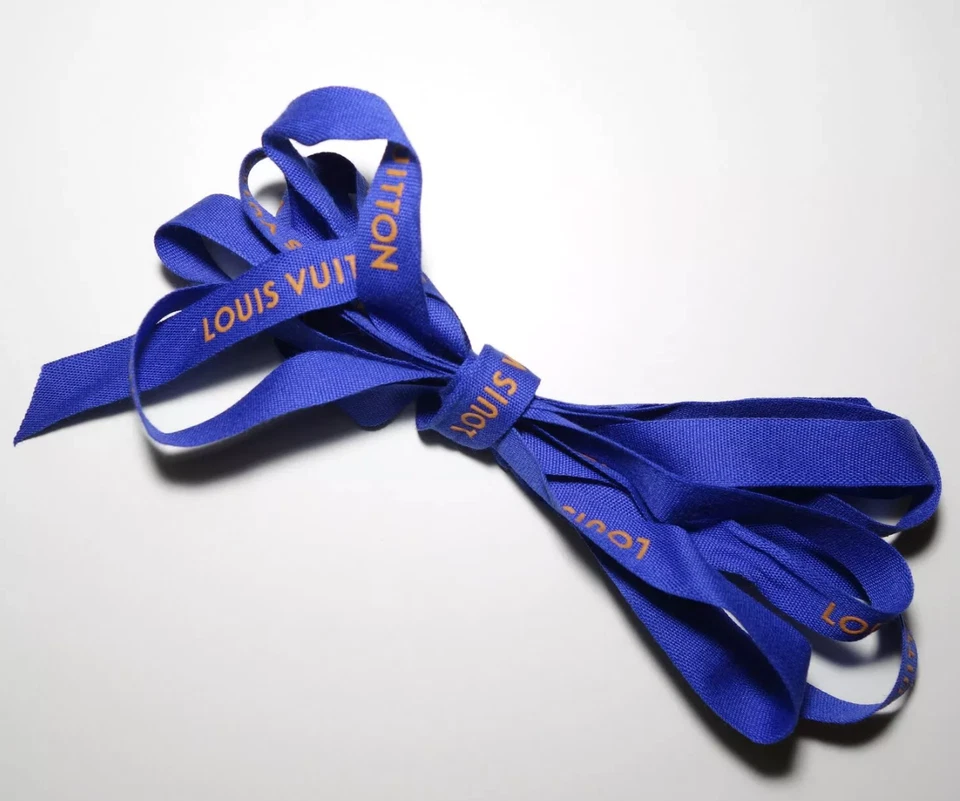 1 Yard of 1/2" Designer Louis Vuitton Blue Gift Ribbon w/Gold Logo Authentic New - Image 2 of 4