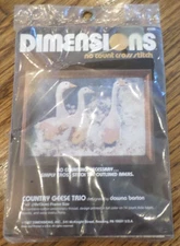 New Cross Stitch Kit Country Geese Trio No Count Dawna Baron Dimensions 1987