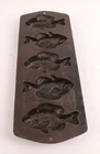 Vintage Lodge Cast Iron Fish Mold Pan Perch Cornbread Muffin Hushpuppies 5PP2