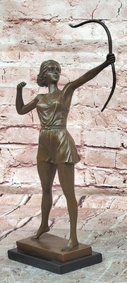 Artemis the Huntress Bronze Sculpture with Bow and Classical Greek Form