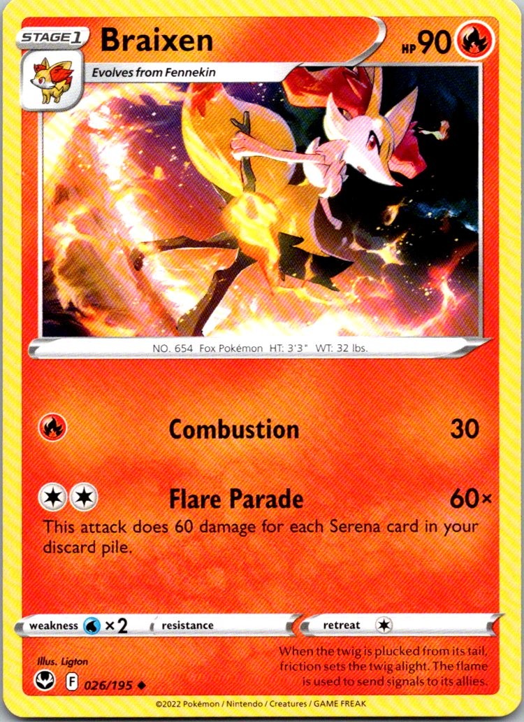 Braixen 026/195 Silver Tempest Pokemon TCG UC NM