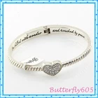 Brighton Celestia Heart Hinged Silver Crystal Bangle Bracelet $72