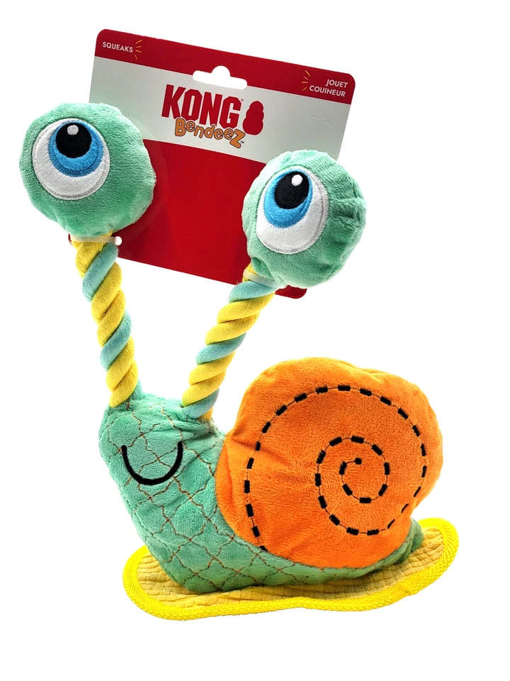 KONG Bendeez Caracol Grande Chirriante Arrugado Suave Perro Cuerda Juguete 12" Foto 4 de 4