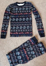 HANNA ANDERSSON Holiday Dinosaur Long Johns Size 12 150 Kids Youth