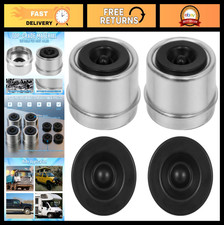 2pcs Trailer Axle Wheel Hub Dust Caps Grease Cap With Rubber Plugs Fits 2500-3