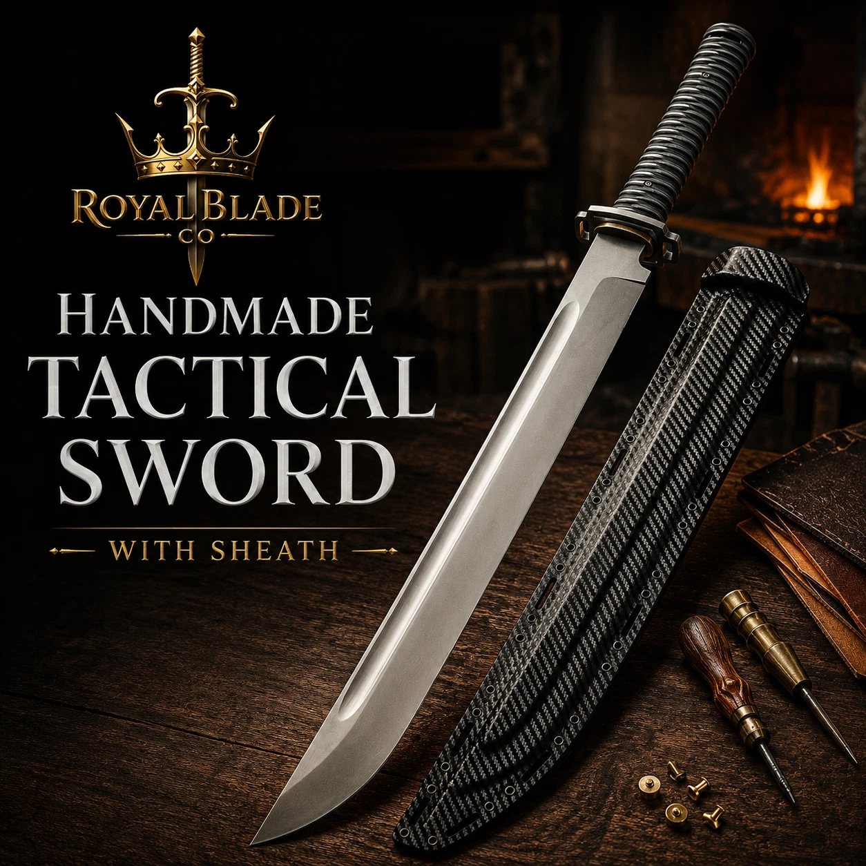 Custom Handmade Tactical Katana Sword Carbon Steel Blade Hunting | Camping Sword