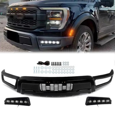 Front Bumper Kits For 2021 2022 2023 Ford F150 F-150 Raptor Style W/LED Lights