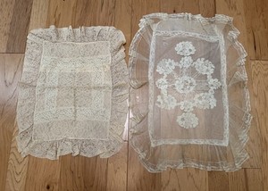 Pair Of Antique Victorian French? Lace Pillow Shams Covers Pillowcases As-Is A