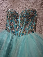 Terani Couture Blue Cupcake Dress Stoned Sweetheart Top Tool Skirt 4