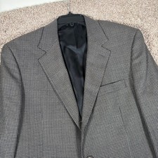 Jos. A. Bank Mens 42R Houndstooth Blazer Sport Coat Brown Cashmere Blend 42 R