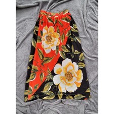 Vintage 70s Floral Skirt Polyester Tropical Summer Spring High Waisted