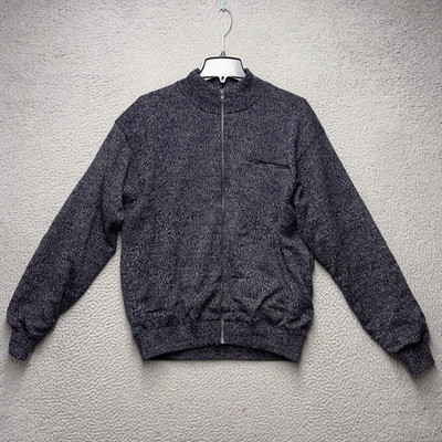 Cabelas Sweater Mens Medium Blue Full Zip Lined Outdoor Hiking Elbow Patches